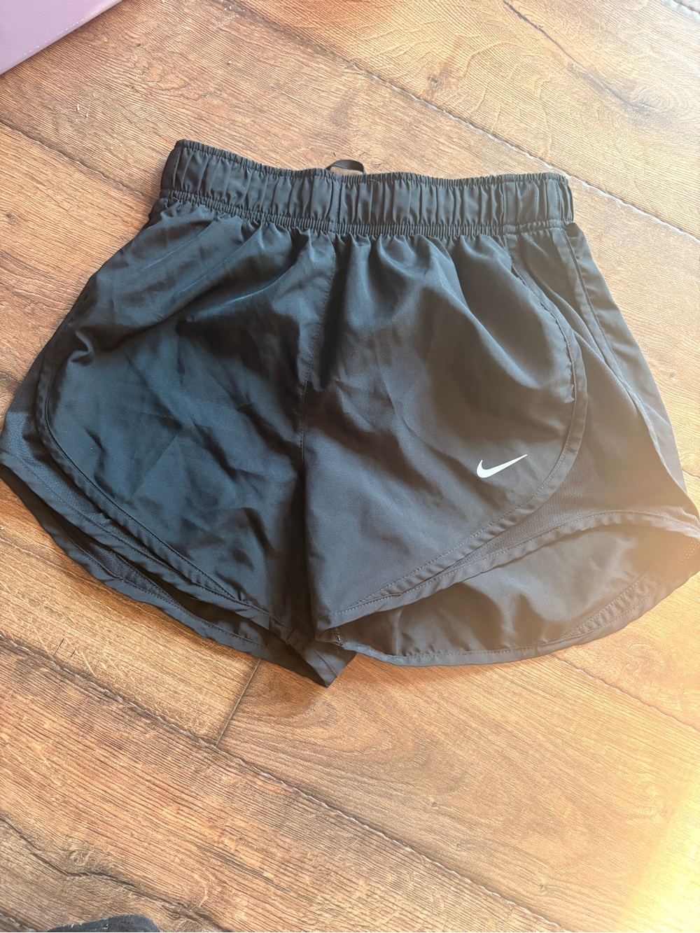 Nike Women's Black Athletic Running Shorts with White Swoosh